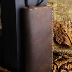 Handmade Leather Mens Cool Travel Long Wallet Card Holder Card Slim Clutch Wallets for Men - imessengerbags