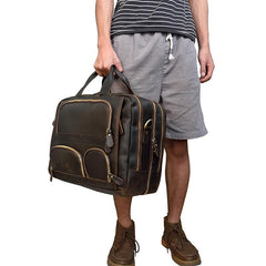 Brown Leather Mens 16 inches Laptop Work Bag Handbag Briefcase Shoulder Bags Business Bags For Men