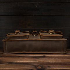 Vintage Brown Leather Men's Professional Briefcase 13‘’ Laptop Shoulder Briefcase For Men - imessengerbags