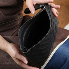 Genuine Leather Mens Clutch Cool Slim Wallet Zipper Clutch Wristlet Wallet for Men