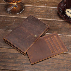 Cool Brown Vintage Mens Leather Long Wallet Bifold Long Wallet for Men