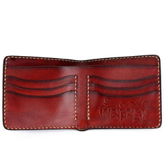 Handmade Leather Tooled Mens billfold Wallet Cool Leather Wallet Slim Wallet for Men - imessengerbags