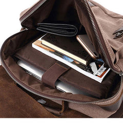 Mens Canvas Leather Backpack Canvas Travel Backpack Canvas School Backpacks for Men