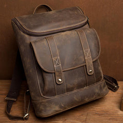 Casual Brown Mens Leather 15-inch Computer Backpacks Brown Travel Backpack School Backpacks for men - imessengerbags