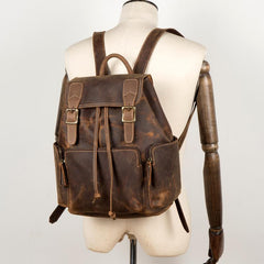 Dark Brown Mens Leather 13 inches Laptop Computer Backpacks Cool Travel Backpacks School Backpacks for men - imessengerbags