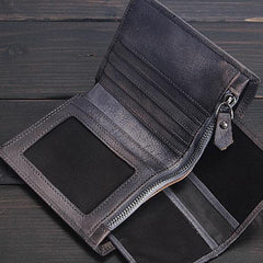 Handmade Mens Cool billfold Leather Wallet Men Small Slim Wallets Bifold for Men - imessengerbags