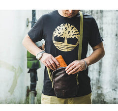 Casual Coffee Leather Men Vertical Side Bag Green Small Messenger Bag Black Courier Bag For Men - imessengerbags