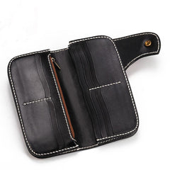 Handmade Leather Monster Mens Chain Biker Wallet Cool Leather Wallet Long Phone Wallets for Men
