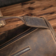 Cool Mens Leather Barrel Large Sling Bags Bucket Vintage Leather Sling Bag For Big Men - imessengerbags