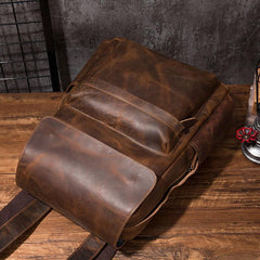 Black Cool Mens Leather 15inch Laptop Backpack Leather School Backpack Travel Backpack for Men - imessengerbags