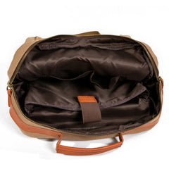 Cool Canvas Leather Womens Mens College Backpack 14'' Travel Backpack Computer Backpack for Men - imessengerbags