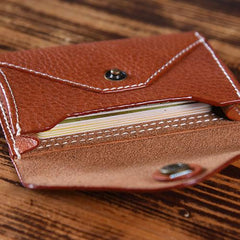 Handmade Mens Cool Short Leather Wallet Men Small Card Slim Wallets Bifold for Men
