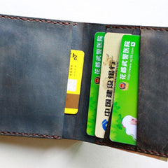 Handmade Vintage Leather Mens Small Bifold Wallet Cool billfold Wallet for Men - imessengerbags
