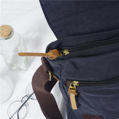 Cool Canvas Mens Side Bag Black Shoulder Bag Gray College Bag Khaki Messenger Bag for Men - imessengerbags