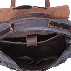 Cool Waxed Canvas Leather Mens Backpacks Canvas Travel Backpacks Canvas School Backpack for Men