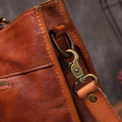 Cool Brown Coffee Leather Mens Briefcase 14inch Laptop Bag Work Handbag Business Bag for Men - imessengerbags