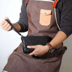 Genuine Leather Mens Clutch Cool Slim Wallet Zipper Clutch Wristlet Wallet for Men - imessengerbags