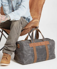 Gray Canvas Mens Travel Bag Weekender Bag Duffle Bag Large Canvas Weekender Bag for Men