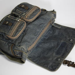 Blue Denim Mens Casual 10 inches Messenger Bag Jean Small Postman Bag Courier Bag For Men