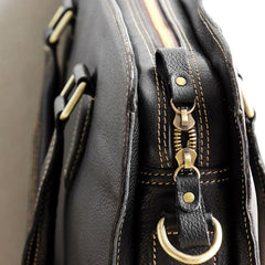 Vintage Black Leather Mens Briefcases Work Bag Laptop Bag Business Bag for Men - imessengerbags