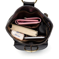 Black Leather Mens Cool Bucket Small Sling Bags Backpack Crossbody Pack Chest Bag for Men - imessengerbags