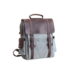 Lake Green Waxed Canvas Mens Large 14'' Laptop Backpack College Backpack Hiking Backpack for Men - imessengerbags