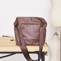 Cool Leather Mens Messenger Bag Square Brown Leather Courier Bags Postman Bags for Men - imessengerbags