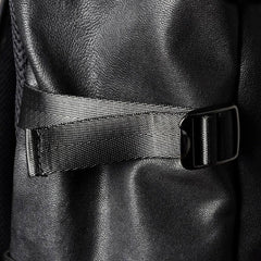 Genuine Leather Mens Cool Backpack Sling Bag Large Black Travel Bag Hiking Bag for men