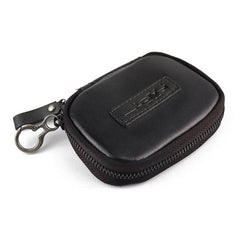 Cool Black Leather Men's Key Wallet Zipper Car Key Holder Card Wallet For Men - imessengerbags