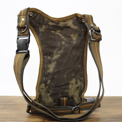Canvas Black Mens DropLeg Bag Green Belt Pouch Waist Bag Hip Bag Small Side Bag For Men