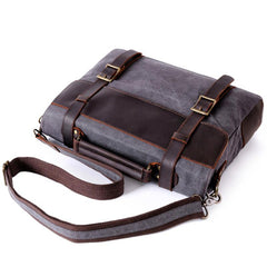 Washed Canvas Leather Mens Side Bag 14‘’ Messenger Bag Computer Bag For Men - imessengerbags