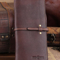Genuine Leather Mens Cool Slim Long billfold Leather Wallet Men Small Wallets Bifold for Men - imessengerbags
