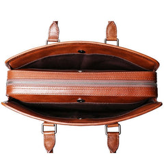 Vintage Brown Leather Men's 14‘’ Laptop Briefcase Professional Briefcase Handbag For Men - imessengerbags