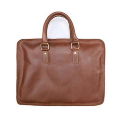 Vintage Dark Brown Leather Mens 14 inches Briefcase Black Work Briefcase Handbags For Men - imessengerbags