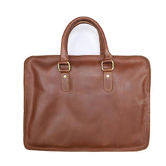 Vintage Dark Brown Leather Mens 14 inches Briefcase Black Work Briefcase Handbags For Men