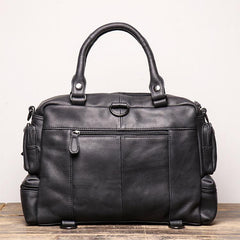 Black Leather Men 14 inches Briefcase Handbag Laptop Handbag Messenger Bag For Men