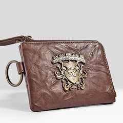 Handmade Leather Mens Chain Biker Wallet Cool Leather Wallet Zipper billfold Wallets - imessengerbags