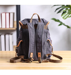 Cool Canvas Leather Mens Womens 13'' White Backpack Khaki Travel Backpack College Backpack  for Men - imessengerbags
