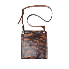 Casual Coffee Leather Men Vertical Side Bag Green Small Messenger Bag Camouflage Courier Bag For Men - imessengerbags