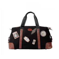Black Fashion Canvas Mens Travel Bag Weekender Bag Duffle Bag Large Canvas Weekender Bag for Men - imessengerbags