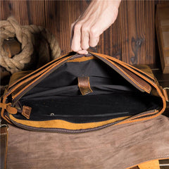Vintage Brown Leather Mens Briefcase 13inch Laptop Bag Business Bag Handbag For Men - imessengerbags