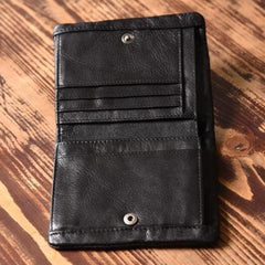 Handmade Mens Cool billfold Leather Wallet Men Small Slim Wallets Bifold for Men - imessengerbags