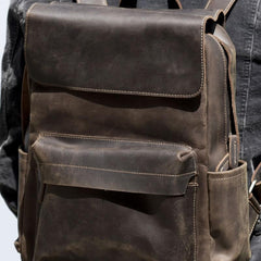 Genuine Leather Mens Cool Backpack Sling Bag Large Travel Bag Hiking Bag for men