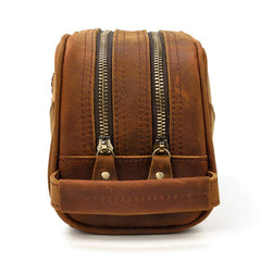 vintage Leather Men's Clutch Bag Double Zipped Small Wristlet Handbag For Men - imessengerbags