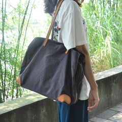 Gray Canvas Leather Mens Denim Bag Tote Bag Messenger Bag Camel Travel Bag For Men and Women - imessengerbags