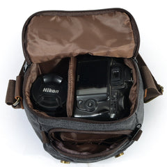 Cool Waxed Canvas Leather Mens Casual Waterproof Small Side Bag SLR Camera Bag Side Bag For Men - imessengerbags