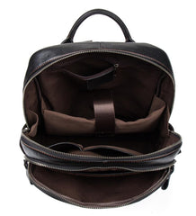 Cool Black Mens Leather 14-inch Computer Backpacks Travel Backpack School Backpacks for men - imessengerbags