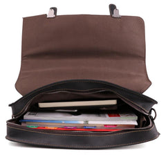 Vintage Brown Leather Men's Professional Briefcase Handbag 14‘’ Laptop Briefcase For Men - imessengerbags