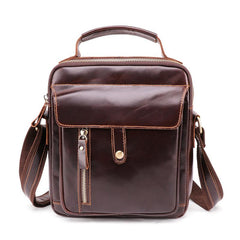 Fashion Brown Leather Men's Small Vertical Courier Bag Messenger Bag Side Bag For Men