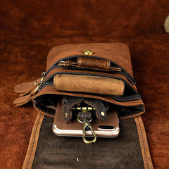 Mens Leather Small Belt Pouch Side Bag Waist Pouch Holster Belt Cases for Men